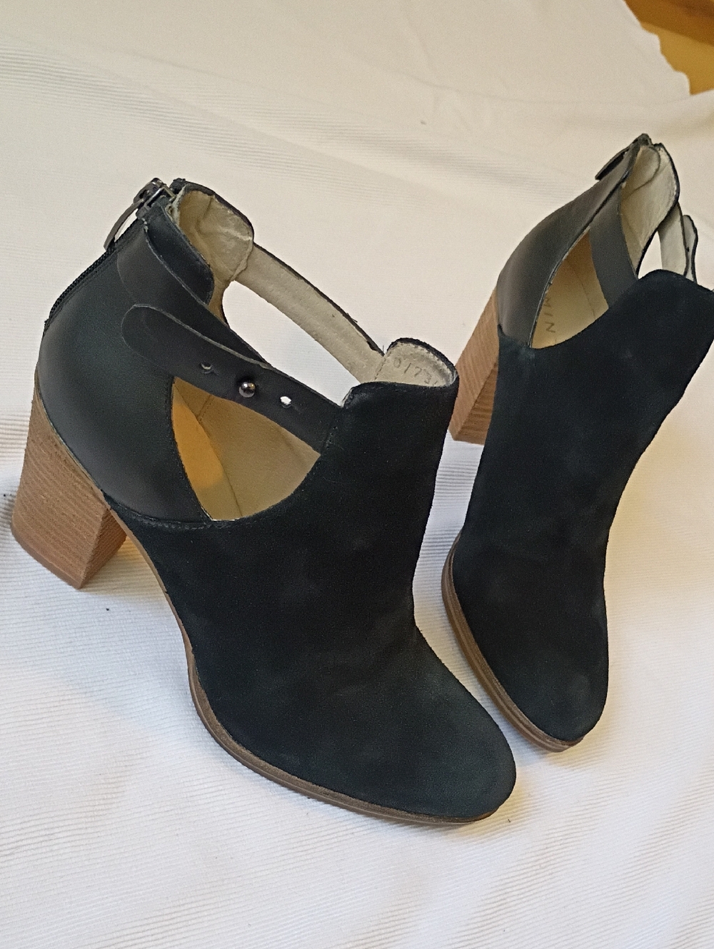 Mint Velvet Black Suede Cut Out Heeled Boots